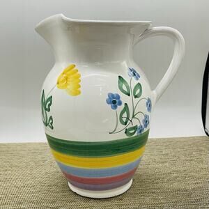 Discontinued Caleca Sorrento Water/Ice Tea Pitcher 64 oz Italy Hand Painted 9.5"